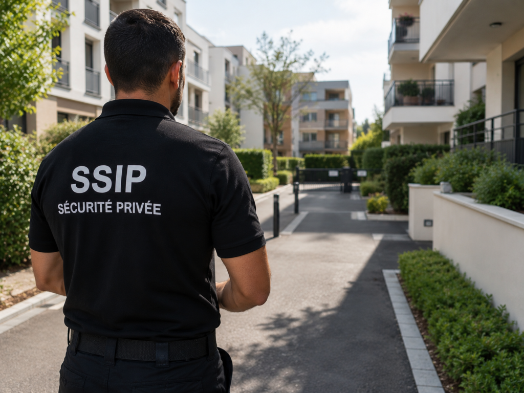 Agent de sécurité privée SSIP 17 en mission de surveillance